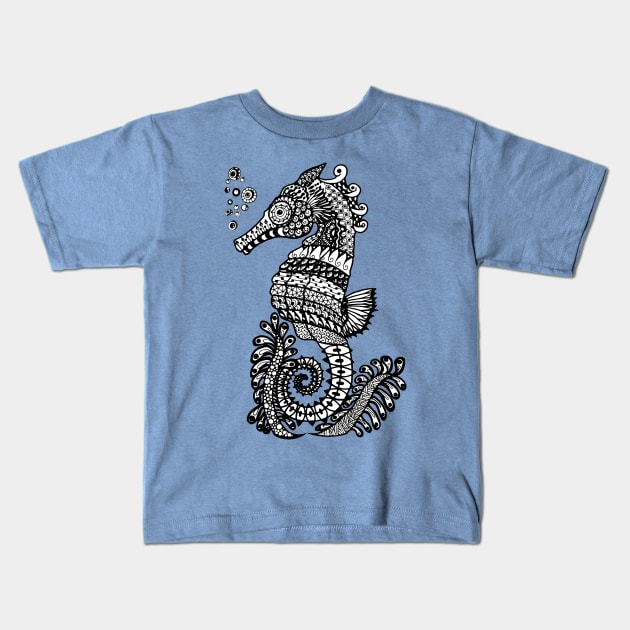 Zen Seahorse Kids T-Shirt by DellaMorteArts